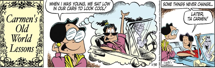 "When I was young, we sat in low cars to look cool!"