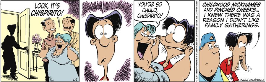 "Childhood nicknames and pinched cheeks...I knew there was a reason I didn't like family gatherings."