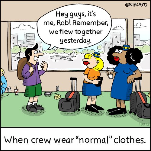 "Hey guys, it's me, Rob! Remember, we flew together yesterday."