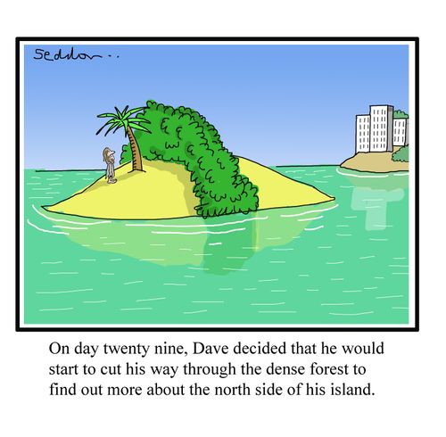 On day twenty nine, Dave decided that he would start to cut his way through the dense forest to find out more about the north side of the island.