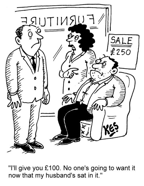 "I'll give you £100. No one's going to want it now that my husband's sat in it."
