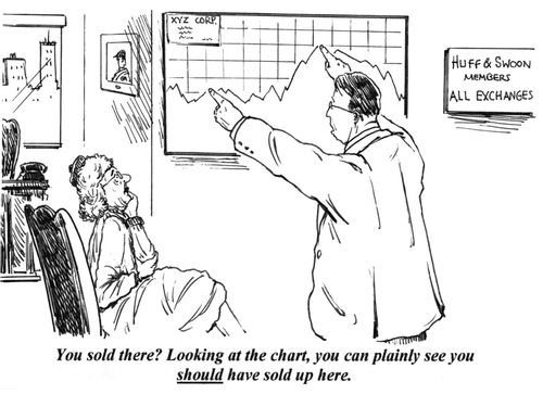"You sold here? Looking at the chart, you can plainly see you should have sold up here."
