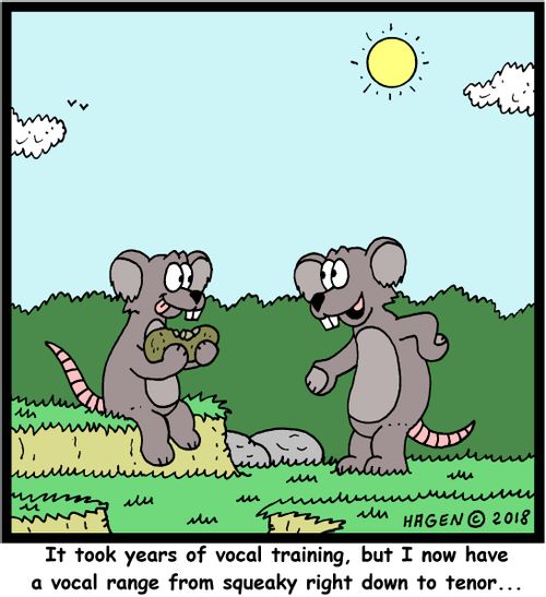 "It took years of vocal training, but I now have a vocal range from squeaky right down to tenor..."