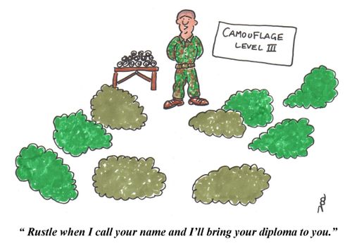"Rustle when I call your name and I'll bring your diploma to you."