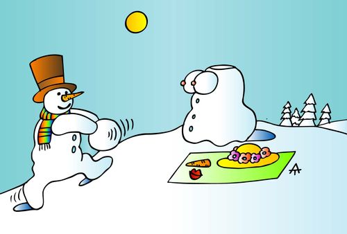 Snowman makes himself a girlfriend