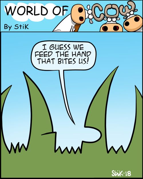 "I guess we feed the hand that bites us!"
