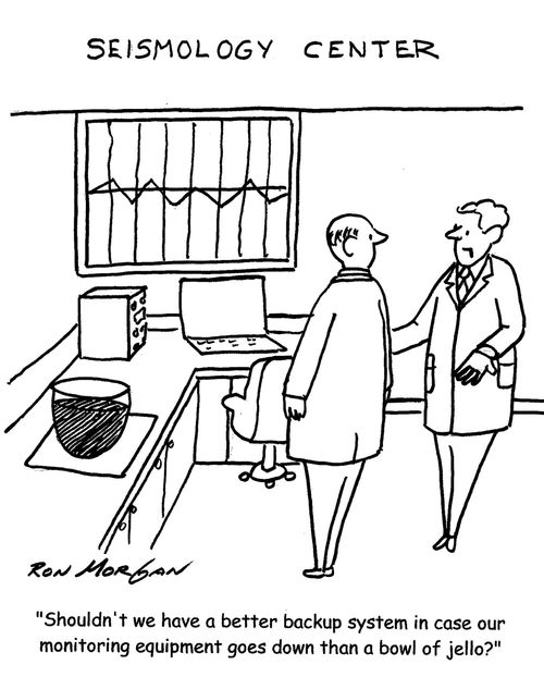 "Should't we have a better backup system in case our monitoring equipment goes down than a bowl of jello?"