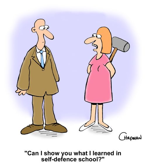 "Can I show you what I learned in self-defence school?"