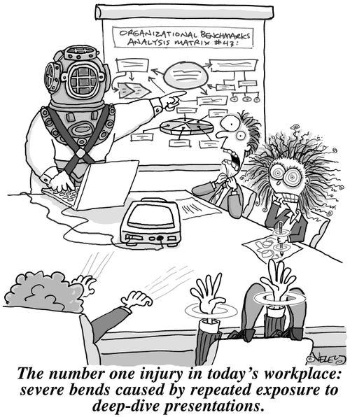 The number one injury in today's workplace: severe bends caused by repeated exposure to deep-dive presentations.