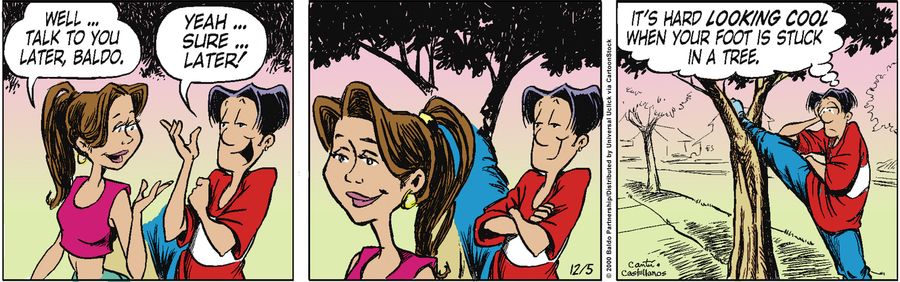 "It's hard looking cool when your foot is stuck in a tree."