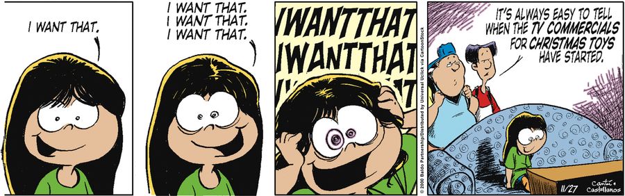 "It's always easy to tell when then TV commercials for Christmas toys have started."