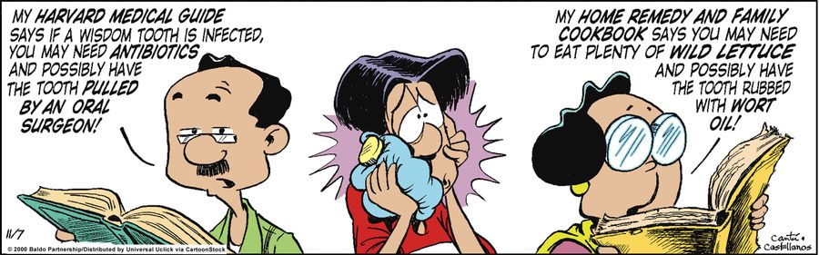 "My Harvard Medical Guide says if a wisdom tooth is infected, you may need antibiotics and possibly have the tooth pulled by an oral surgeon."