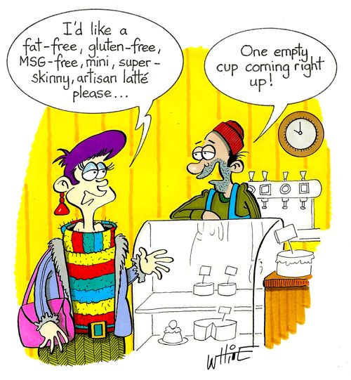 "I'd like a fat-free, gluten-free, MSG-free, mini, super-skinny, artisan latte please..."