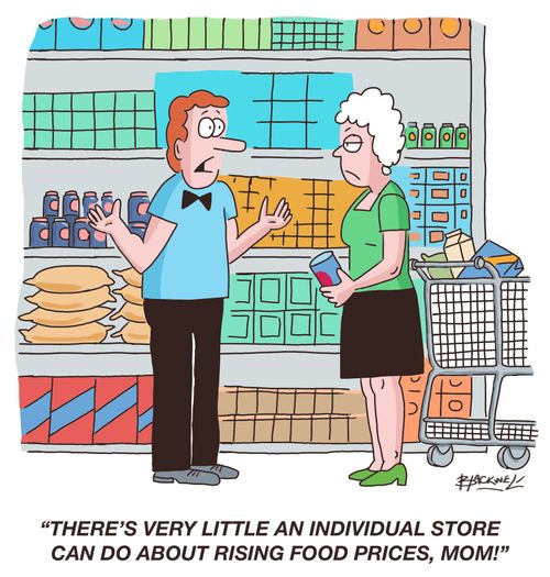 "There's very little an individual store can do about rising food prices, Mom!"