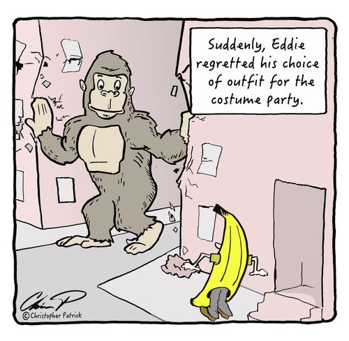 Suddenly, Eddie regretted his choice of outfit for the costume party.