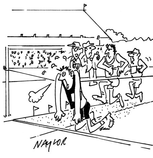 Runner collapsing over the finishing line.