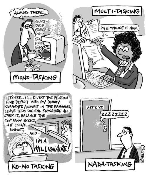 Mono-Tasking, Multi-Tasking, No-No Tasking and Nada Tasking.
