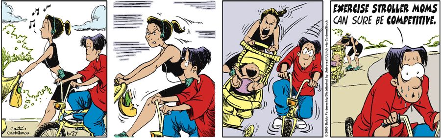 "Exercise stroller moms can sure be competitive."