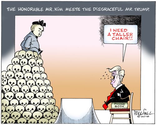 The Honorable Mr. Kim meets the disgraceful Mr. Trump.