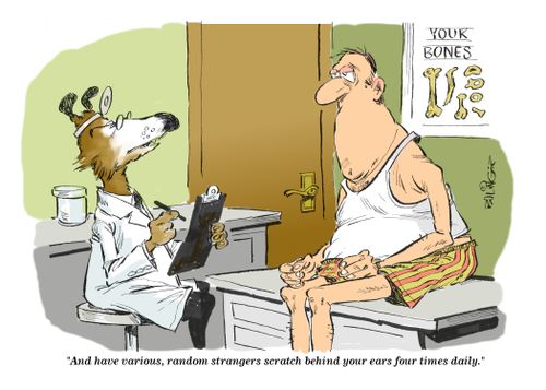 "And have various, random strangers scratch behind your ears four times daily."