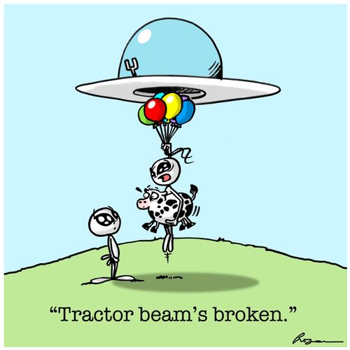 "Tractor beam's broken."