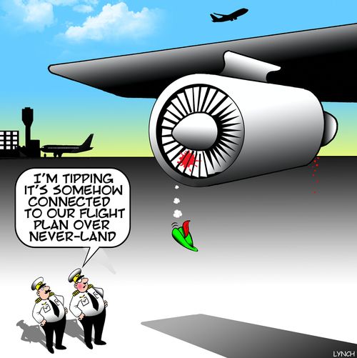 "I'm tippping it's somehow connected to our flight plan over never-land."