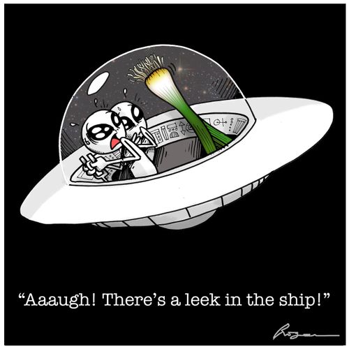 "Aaaaugh! There's a leek in the ship!"