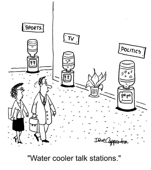 "Water cooler talk stations."