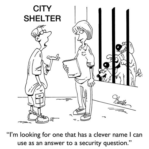 "I'm looking for one that has a clever name I can use as an answer to a security question."