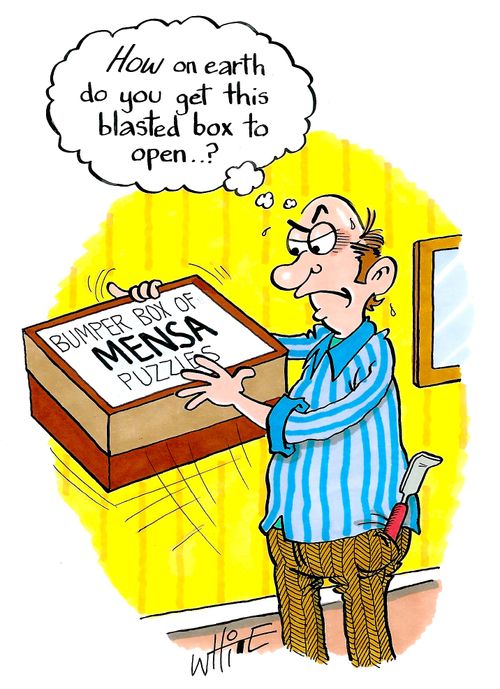 "How on earth do you get this blasted box to open...?"