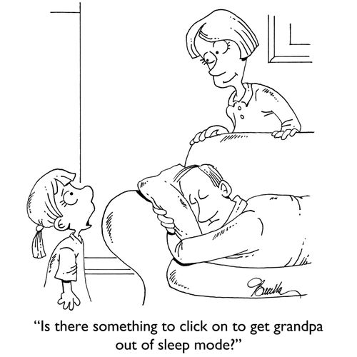 "Is there something to click on to get grandpa out of sleep mode?"