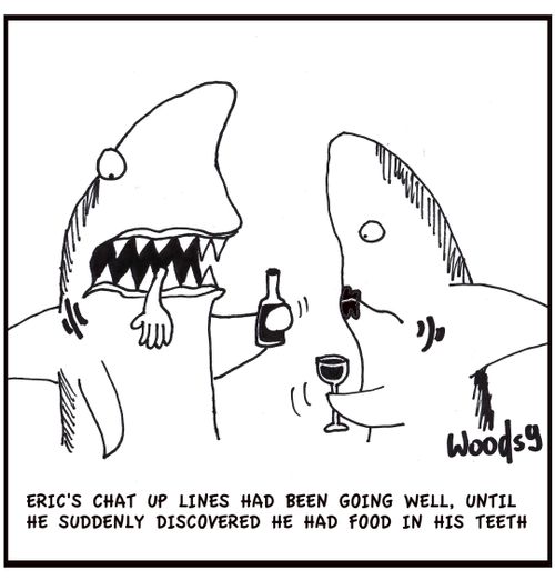 Eric's chat up lines had been going well. Until he suddenly discovered he had food in his teeth.