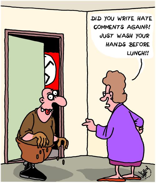 "Did you write hate comments again?! Just wash your hands before lunch!!"