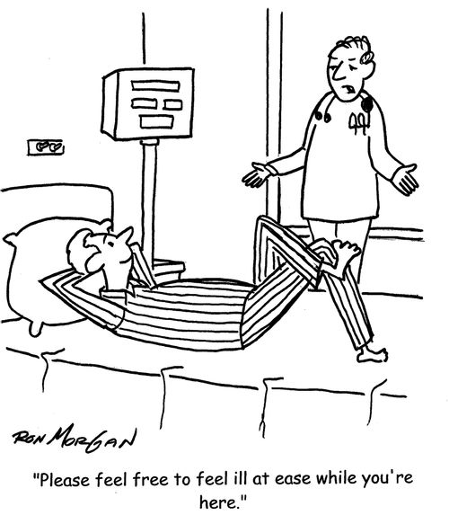 "Please feel free to feel ill at ease while you're here."