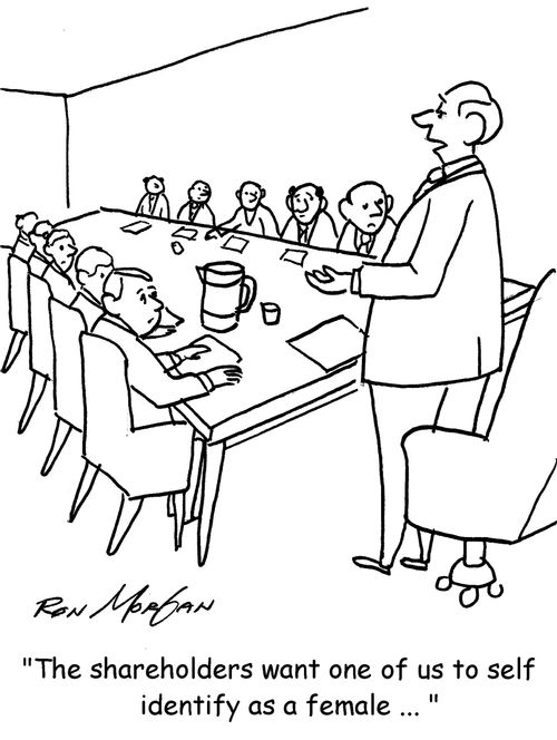 "The shareholders want one of us to self identify as a female..."
