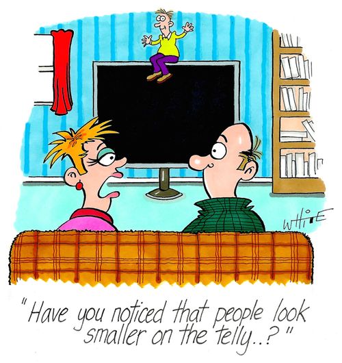 "Have you noticed that people look smaller on the telly...?"