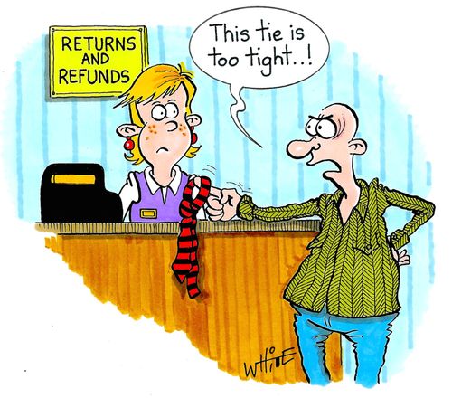 "This tie is too tight...!"