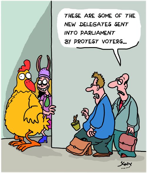 "These are some of the new delegates sent into parliament by protest voters..."