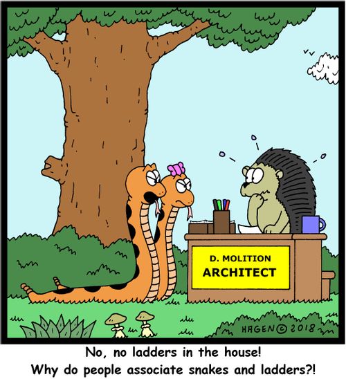 "No, no ladders in the house! Why do people associate snakes and ladders?!"