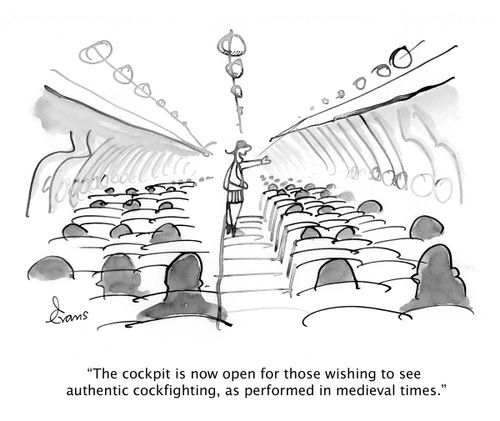 "The cockpit is now open for those wishing to see authentic cockfighting, as performed in medieval times."