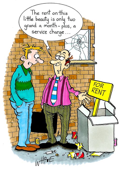 "The rent on this little beauty is only two grand a month - plus, a service charge. . ."