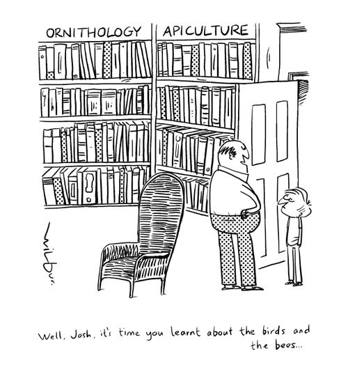 "Well, Josh, it's time you learnt about the birds and the bees..."