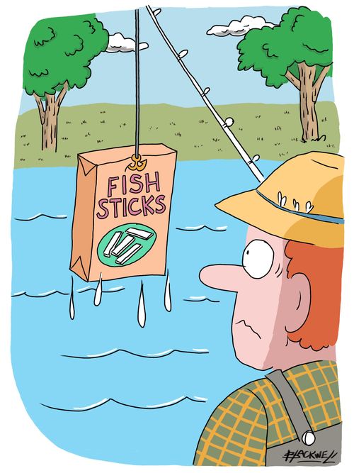 Fisherman catches fish sticks 