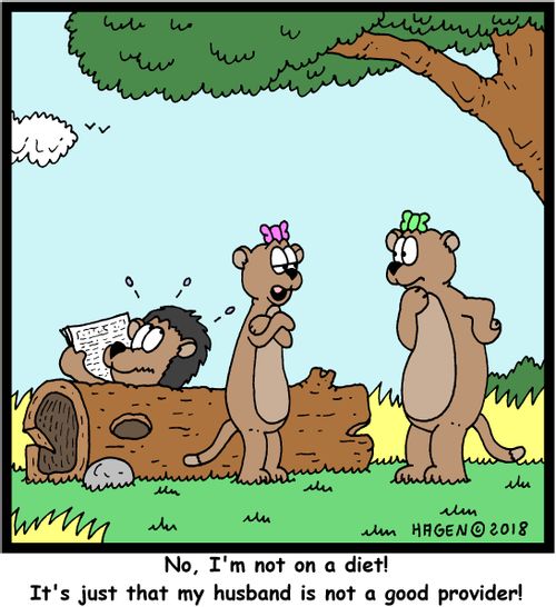 "No, I'm not on a diet! It's just that my husband is not a good provider!"