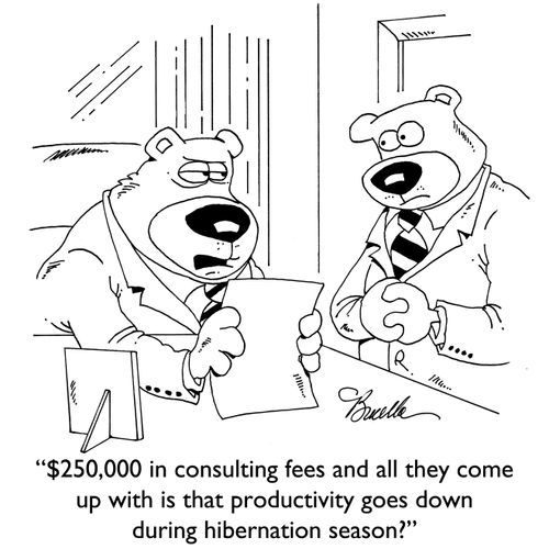 "$250,000 in consulting fees and all they come up with is that productivity goes down during hibernation season?"