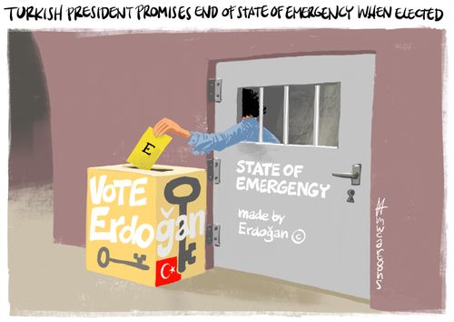 Turkish president promises end of state of emergency when elected.