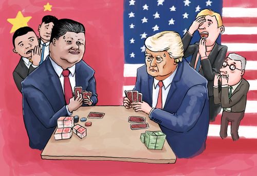 China and America in poker standoff (Xi Jinping and Donald Trump)