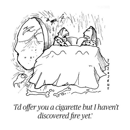 "I'd offer you a cigarette but I haven't discovered fire yet."