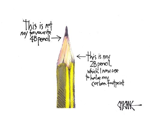 This is not my favourite 4B pencil....this is my 2B pencil, which I now use to halve my carbon footprint.