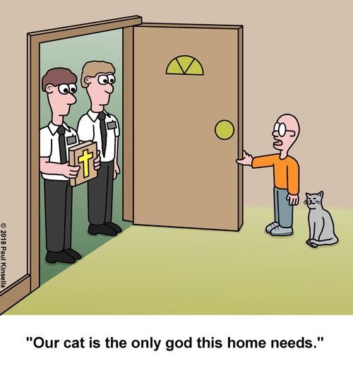 "Our cat is the only god this home needs."